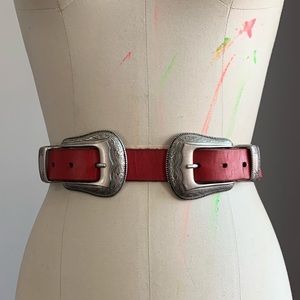TOPSHOP Double Buckle Leather Belt